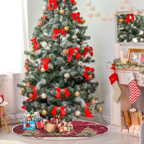 48 Inch Christmas Tree Skirt With Reindeer