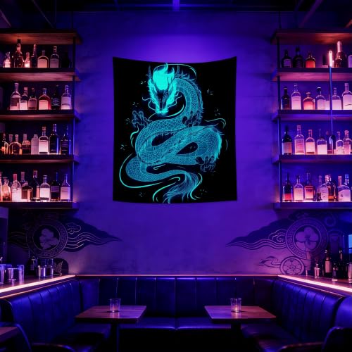 Blacklight Dragon Tapestry Wall Hanging 59.1"x51.2"