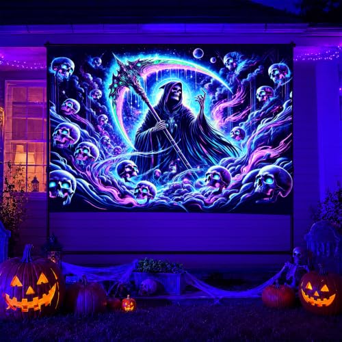 Blacklight Gothic Tapestry Neon Decor 78 x 59 Inch Uv Reactive