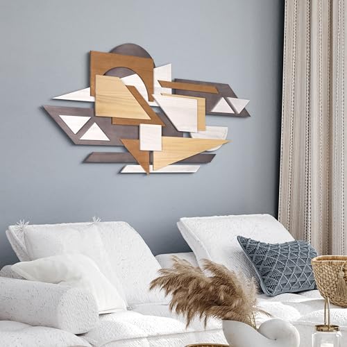 Moonlit Mist I" Handmade Dimensional Solid Paulownia Wood Abstracts Wall Art (11 Count)