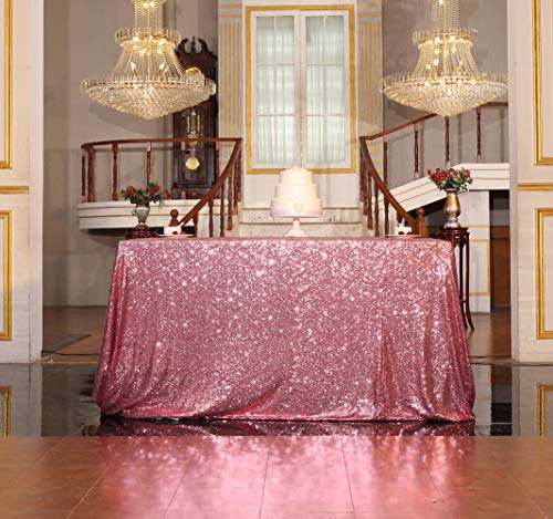 Sequin Tablecloth 50x72 Inch Fuchsia Pink for Wedding Party