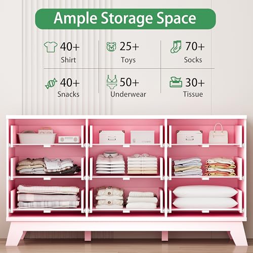 Fluted Dresser for Bedroom with 9 Drawers