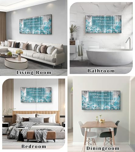 S07050 Wall Art Motivational Quotes Canvas Prints 1 Panels Teal Flowers Abstract Pictures Paintings Stretched and Framed for Living Room Bedroom Kicthen Office Artwork