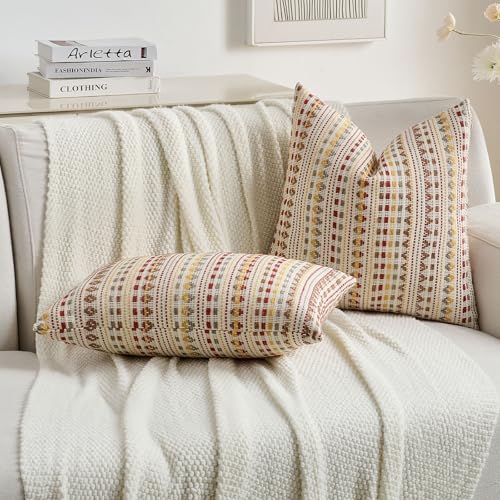 Pack of 2 Boho Throw Pillow Covers 24x24 Inch (2 Count)