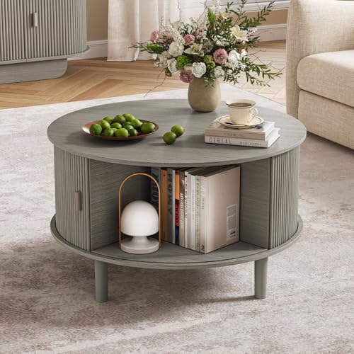 Fluted TV Stand and Coffee Table Set of 2 (2 Count)