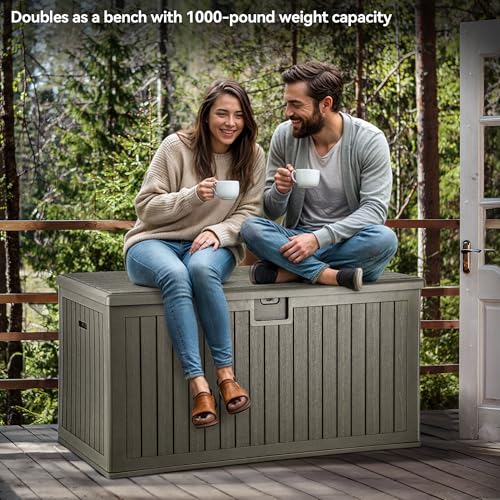 230 Gallon Large Deck Box with Divider & Side Handles