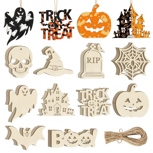 80PCS Wooden Halloween Ornaments to Paint Fall Decorations (80 Count)
