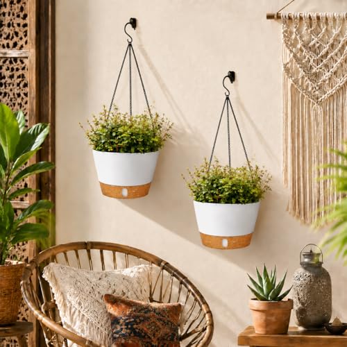 2 Pack 10 Inch Hanging Planters for Indoor Outdoor Plants (2 Count)