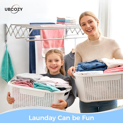 Clothes Drying Rack Wall Mounted with Hooks
