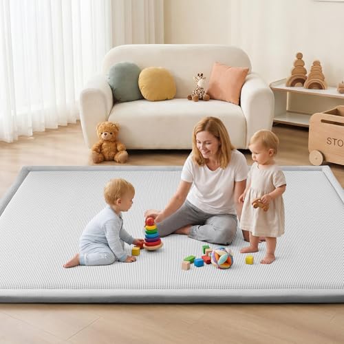 Baby Play Mat for Floor Tummy Time Nursery Rug Muscle Area Rug Playroom Rug 59x79" Elastic Foam 1.3" Thick Crawling Mat for Babies
