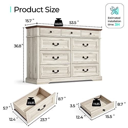Farmhouse 9 Drawer Dresser