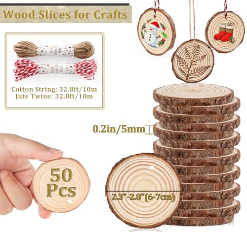 50 Pcs Wood Slices for Crafts (50 Count)