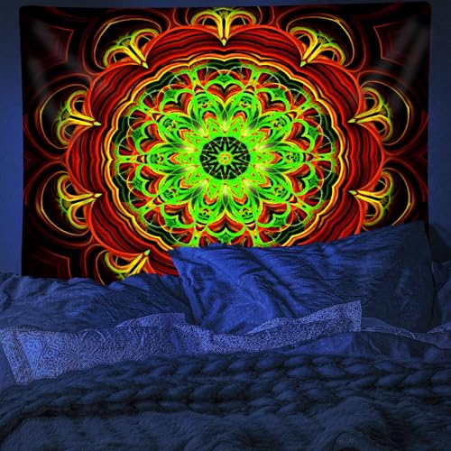 Blacklight Mandala Tapestry Wall Hanging
