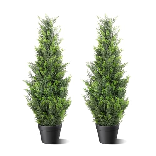 3FT Artificial Cedar Topiary Trees 2 Set (2 Count)