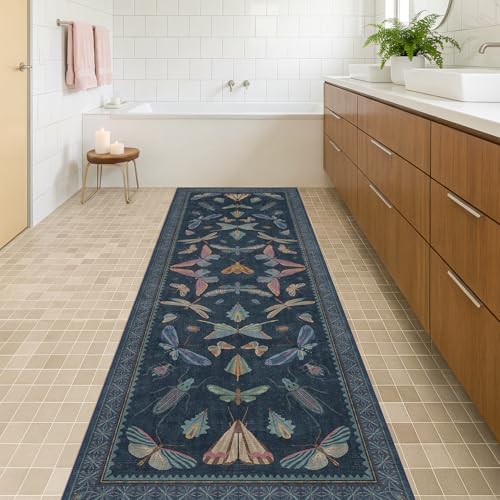2x7 Navy Blue Bathroom Runner Rug (14 Sq Ft)