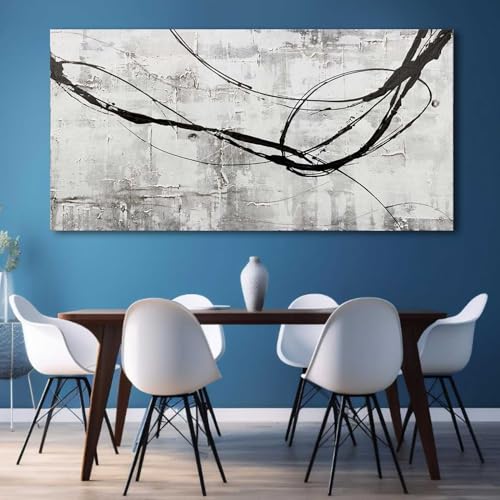 Large Living Room Wall Decor Abstract Canvas Wall Art Black Wall Decor Contemporary Dining Room Pictures Office Home Decorations 29"x 58" Hallway Decor