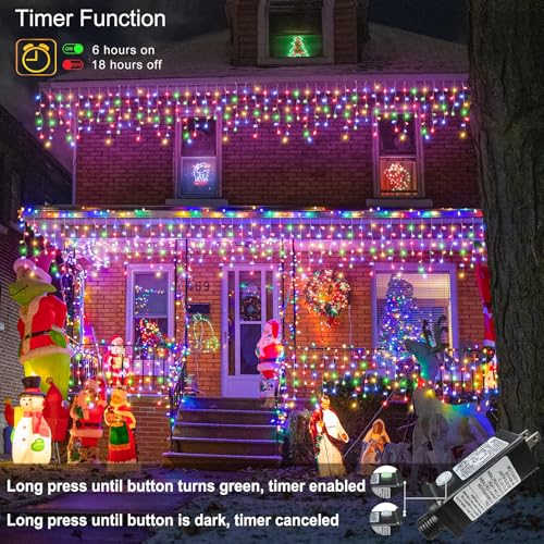Colored Christmas Lights Outdoor 66ft 640 LED Icicle Lights for Outside