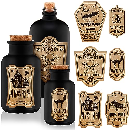 3 Pcs Halloween Vintage Glass Potion Bottles with Cork Lid