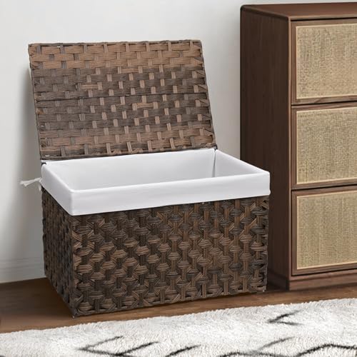 Large Wicker Storage Basket with Lid