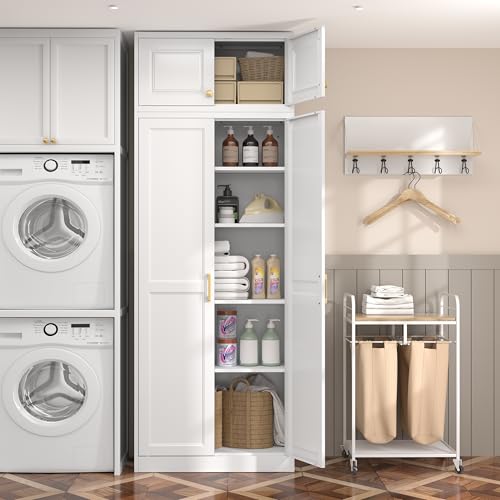 86"Metal Pantry Storage Cabinet with Doors & 4 Adjustable Shelves