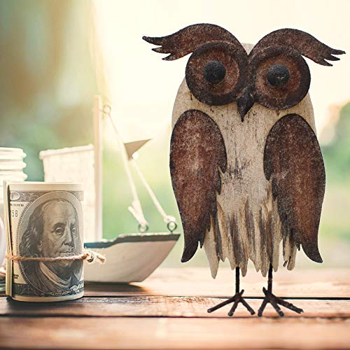 Owl Figurines Decor Animal Statue for Home Wooden Stand Owl Sculptures