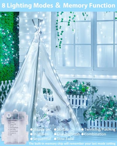 2 Pack 200 LED Fairy Lights Battery Operated with Remote