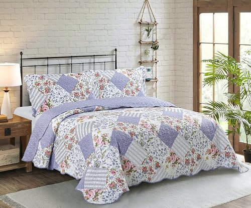 Rose Violet Patchwork Quilt Set