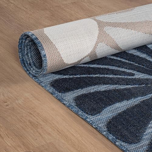 Outdoor Rug 6x9 Modern Floral Tropical Area Rugs for Outdoor and Indoor Patio Easy to Clean Non Shedding Living Room Porch Garden Washable Outside Carpet (58.5 Sq Ft)