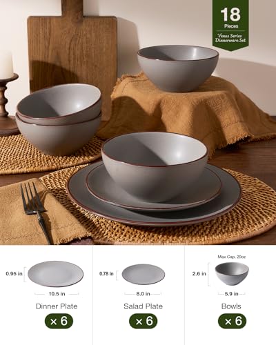Venus Ceramic Plates and Bowls Sets (18 Count)