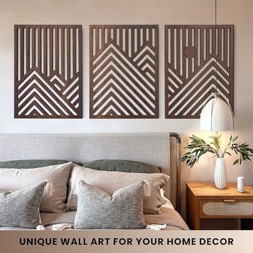 Modern Wooden Wall Sculptures (3 Count)