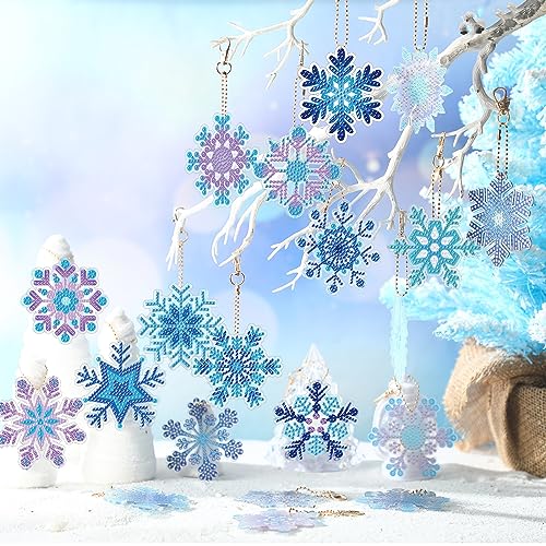 20 Pcs Snowflake Diamond Painting Keychain Kits (20 Count)