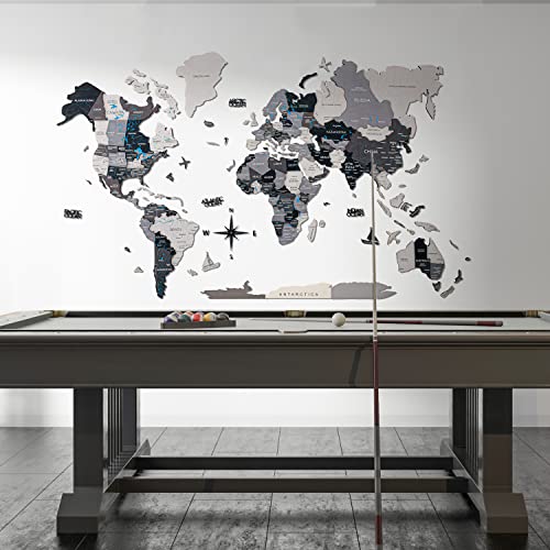 Handmade 3D Wood World Map Wall Art Large Wall Decor Track Your World Travels
