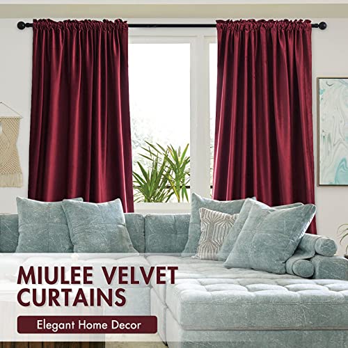 Burgundy Red Blackout Velvet Curtains Drapes 108 Inch Long 52"x108" (2 Count)