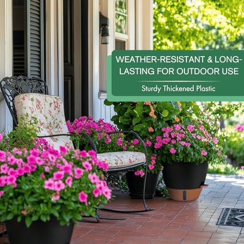 12/10/8 Inch Self Watering Pots for Indoor Plants Plastic Large Plant Pots for Outdoor Plants, Water Level Window & Spacious Reservoir Flower Pots Decorative Planter with Drainage and Tray (3 Count)