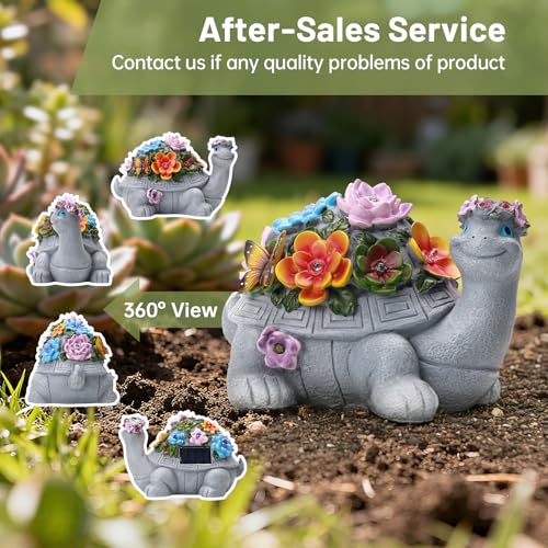 Large Solar Turtle Garden Statue