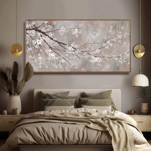 Floral Wall Art Framed Flowers Prints Poster Artwork Plum Blossom Pictures Extra Large Arts 36"x70" for Living Room