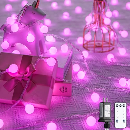 33 ft 100 LED Globe Pink Christmas String Lights Indoor