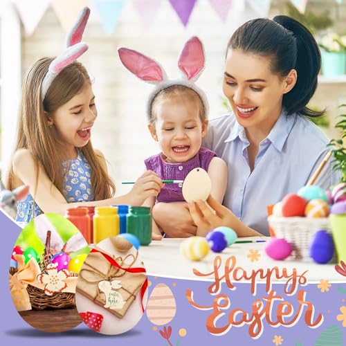 80PCS Wooden Easter Ornaments to Paint (80 Count)