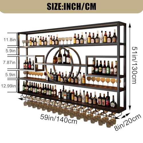 55.1in Large Wall Mounted Wine Rack