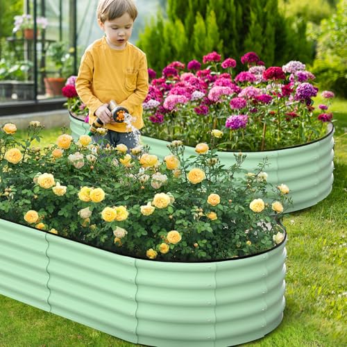 2 Pcs 6x3x1 ft Oval Raised Garden Bed (2 Count)