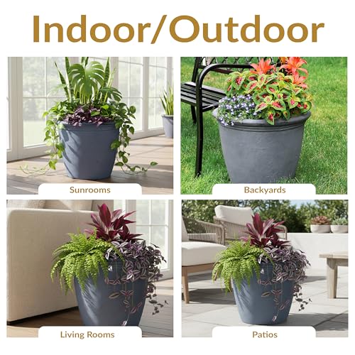 Sunnydaze Anjelica 20'' Large Plastic Planter Pot for Plants (4 Count)