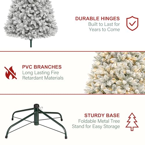 7.5 ft Flocked Prelit Christmas Tree
