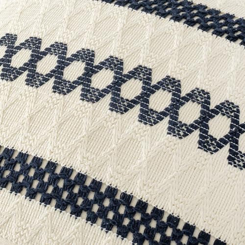 Set of 2 Navy Blue Boho Decorative Pillow Covers 18x18 Inch (2 Count)