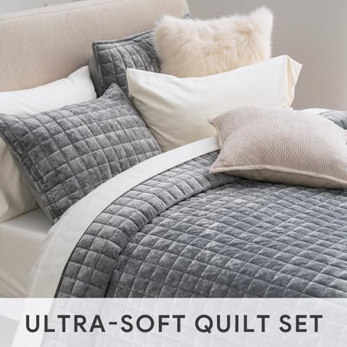 Channel Box Stitch Velvet Quilt Set