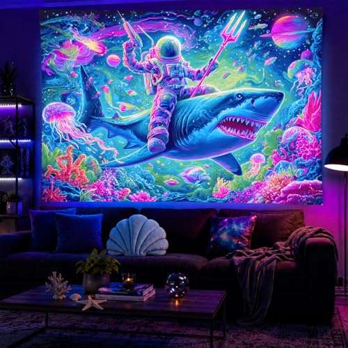 Blacklight Tapestry Galaxy Room Wall Art 78 x 59 Inch