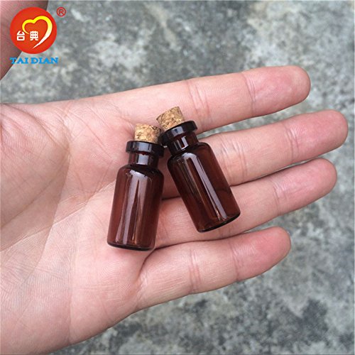 Amber Glass Vials 2ml with Cork Empty Brown Tiny Glass Jars Mini Glass Bottles Containers 50 Units