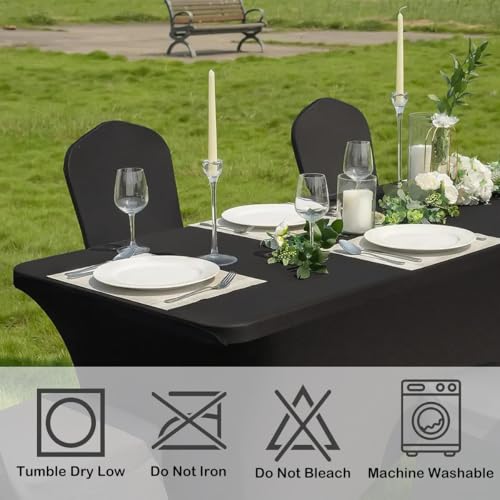 2 Pack 8ft Black Spandex Tablecloth (2 Count)
