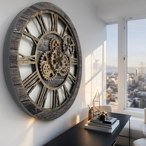The Gears Clock The Original Real Moving Gear Wall Clock Vintage Industrial Oversized Rustic Farmhouse