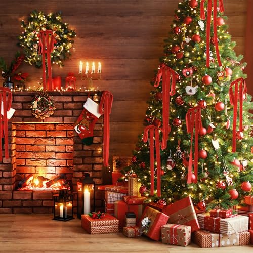 10 Pcs Long Velvet Bows Ornaments