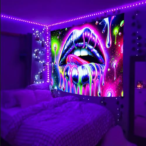 Blacklight Tapestry Geometric Dripping Wall Art 78 x 59 Inch